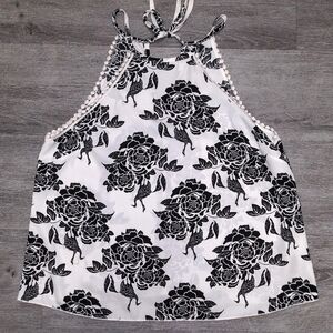Olive Tree | Black and White Floral Tank Sz S